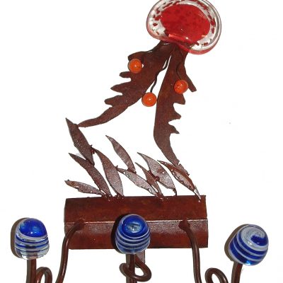 Perchero de pié. Hierro y vidrio soplado.