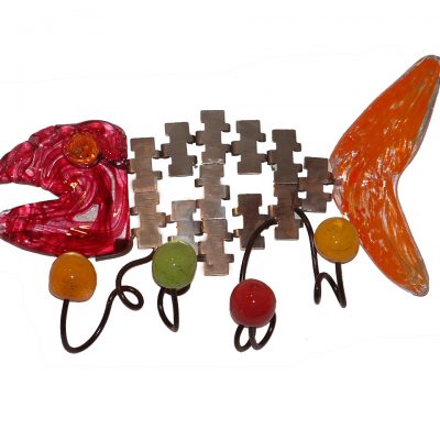 Perchero de pié. Hierro y vidrio soplado.