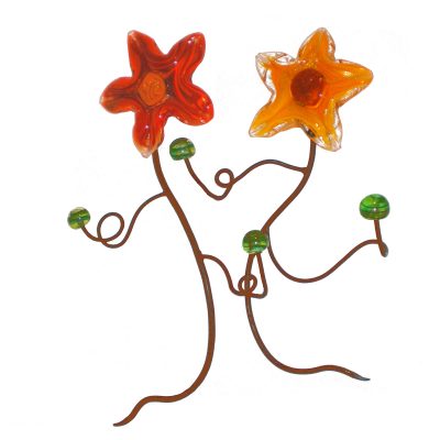 Perchero de pared. Hierro y vidrio soplado.